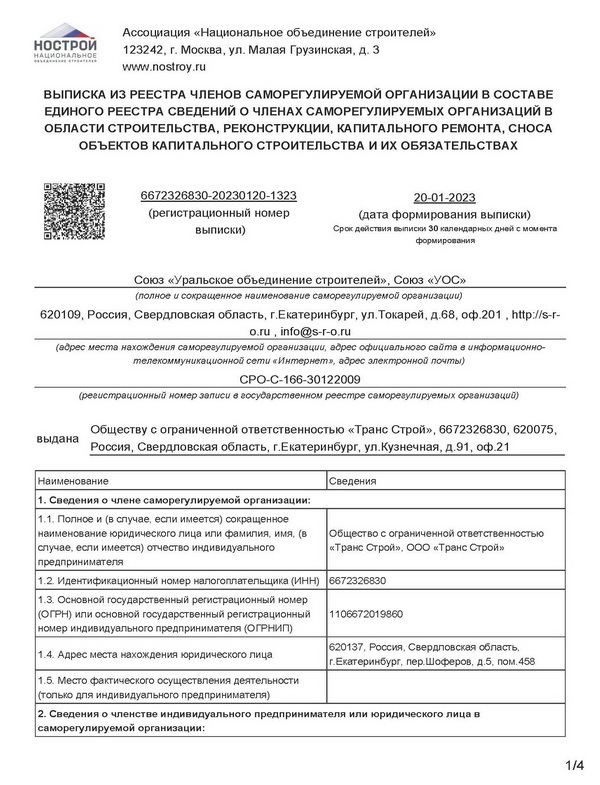 Выписка СРО